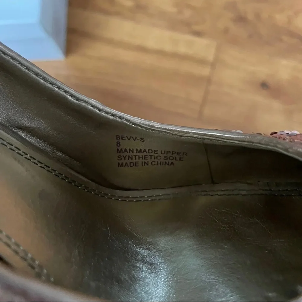 Steve Madden Bevv Rose Gold Sequin Platform Heels Size 8 - Picture 8 of 9